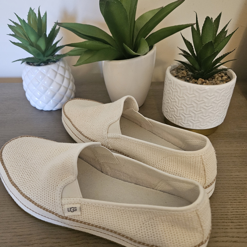 UGG Women's Cream Slip-On Canvas Boat Shoes